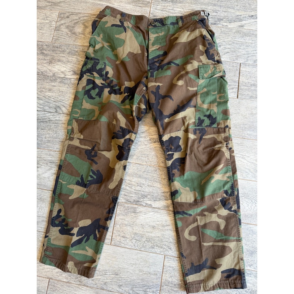 Military Issue BDU Cargo Pants Large Regular Woodland Camo Tactical Mens Ripstop